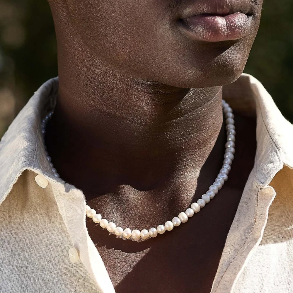 Men's Pearl Necklace Celebrity Men's Designer Natural Pearls for Man
